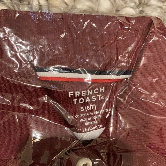 Boys burgundy shirt sleeve polo Shirt Small NWT - Picture 3 of 4